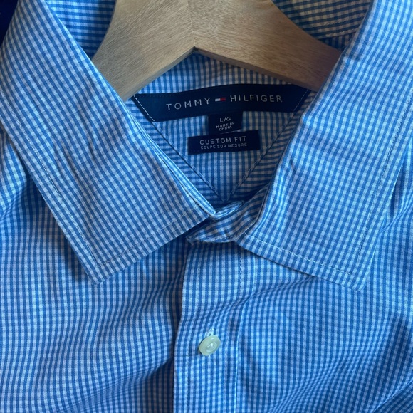 Tommy Hilfiger Mens Custom Fit Checkered Button Down (Blue/white) - Picture 3 of 3